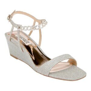 BADGLEY Mishka Kaelyn Mid Wedge Heel Platinum Size 8
